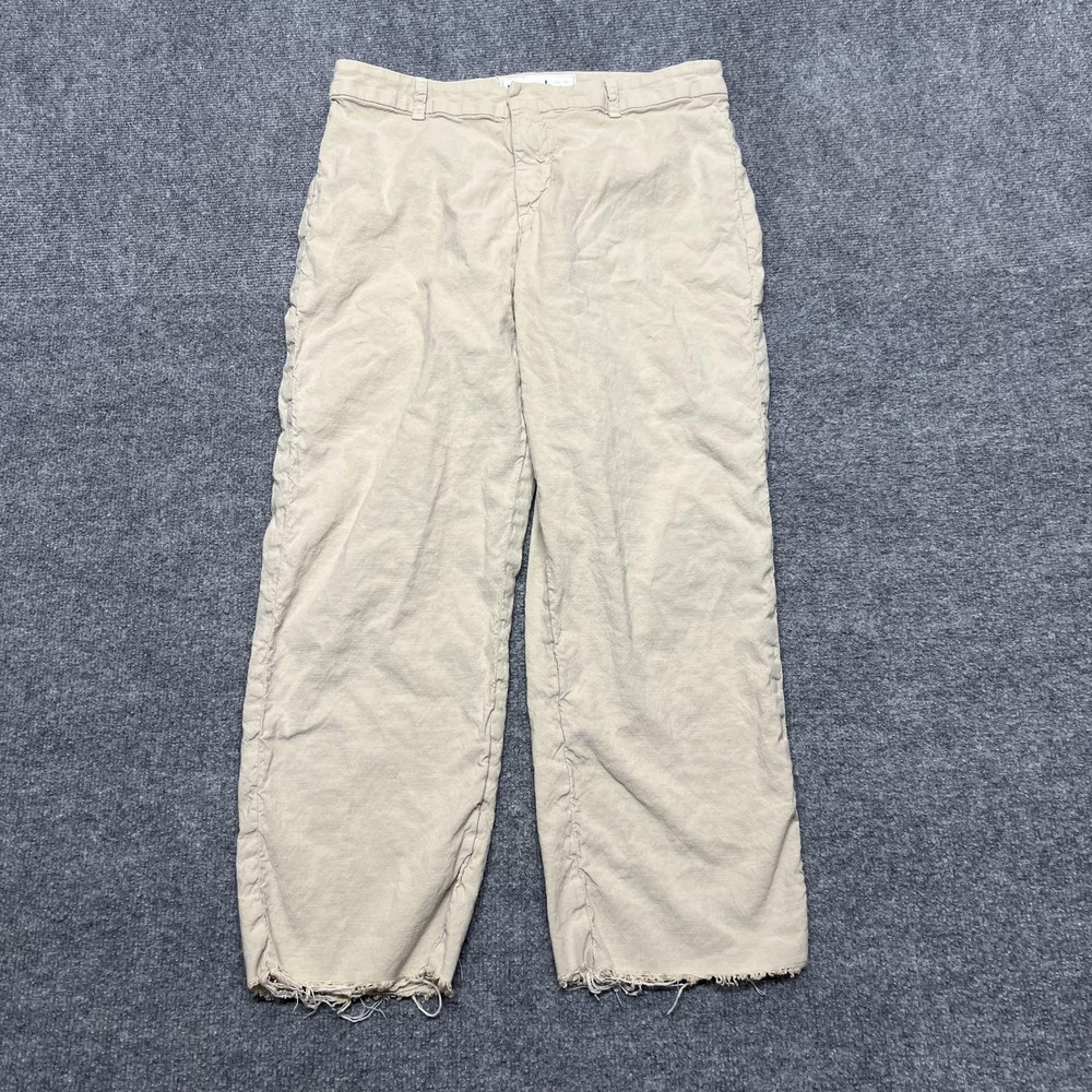 Frank & Eileen Kinsale Pants Womens 10 Beige Crop Wide Leg Twill Stretch Casual